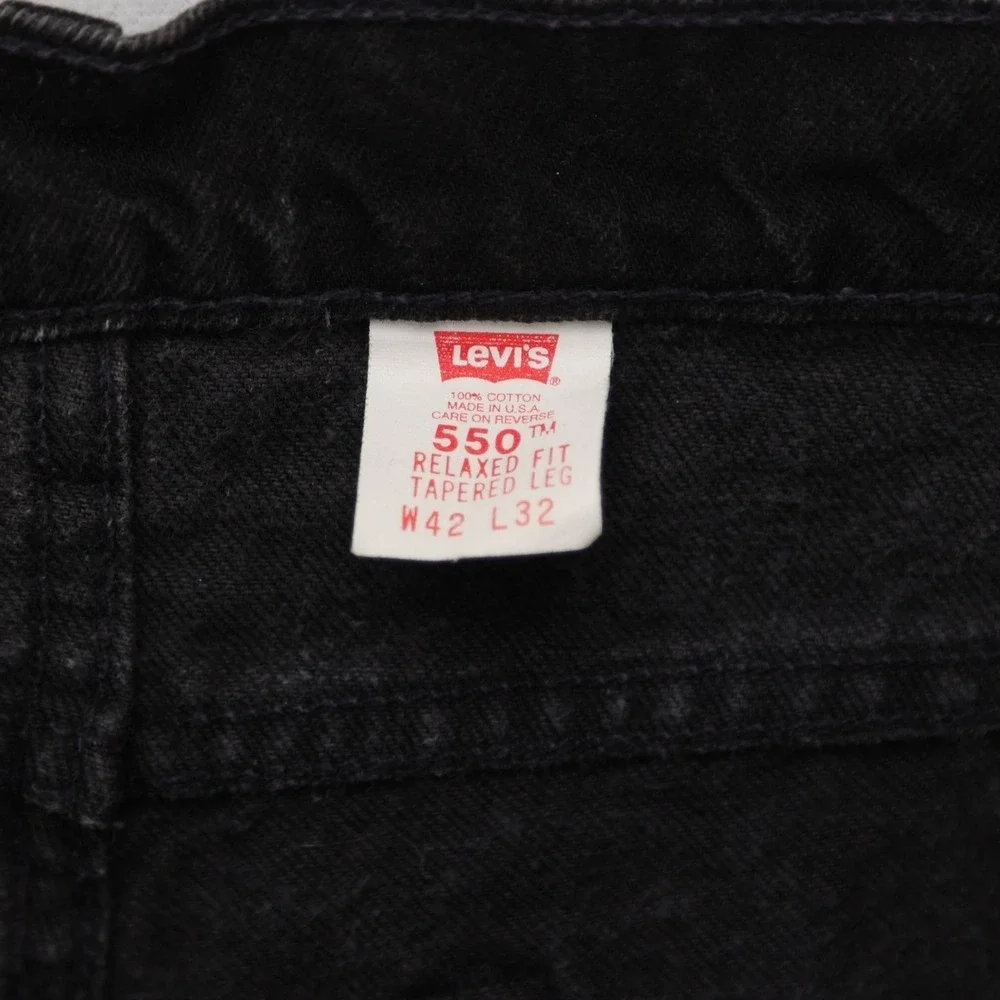 Levis 550 Relaxed Fit‎ Tapered Leg Black Jeans Mens 41x32 Made in USA Vintage